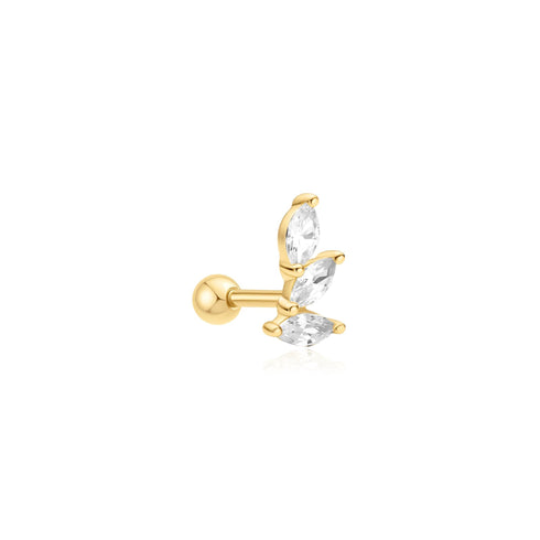 Gold Triple Marquise Barbell Single Earring | Ania Haie Australia