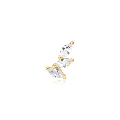 Gold Triple Marquise Barbell Single Earring | Ania Haie Australia