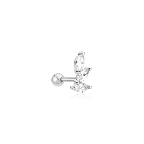 Silver Triple Marquise Barbell Single Earring | Ania Haie Australia