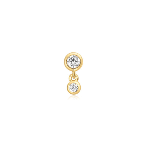Gold Bezel Dangle Barbell Single Earring | Ania Haie Australia