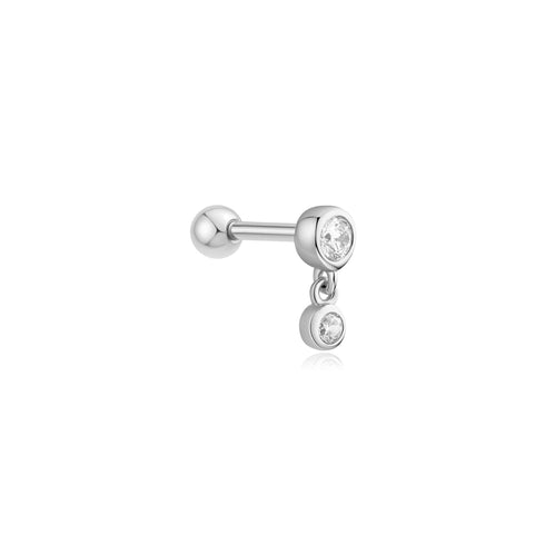 Silver Bezel Dangle Barbell Single Earring | Ania Haie Australia
