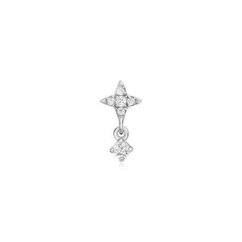 Silver Star Dangle Barbell Single Earring | Ania Haie Australia