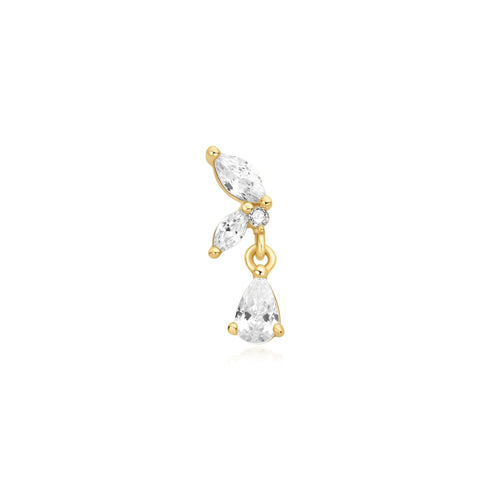 Gold Marquise Dangle Barbell Single Earring | Ania Haie Australia