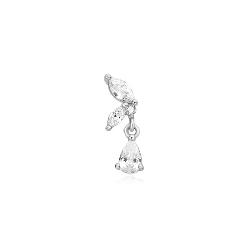 Silver Marquise Dangle Barbell Single Earring | Ania Haie Australia