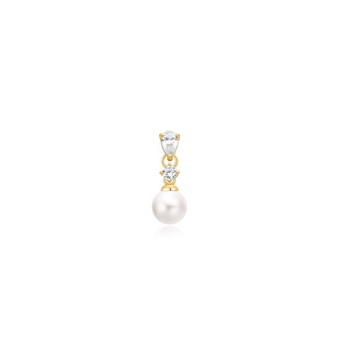 Gold Shell Pearl Dangling Barbell Single Earring | Ania Haie Australia