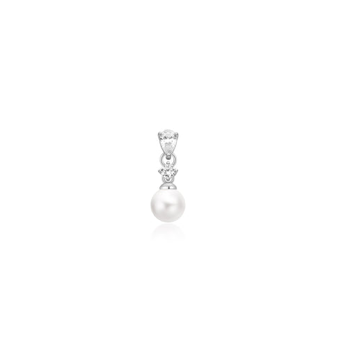 Silver Shell Pearl Dangling Barbell Single Earring | Ania Haie Australia