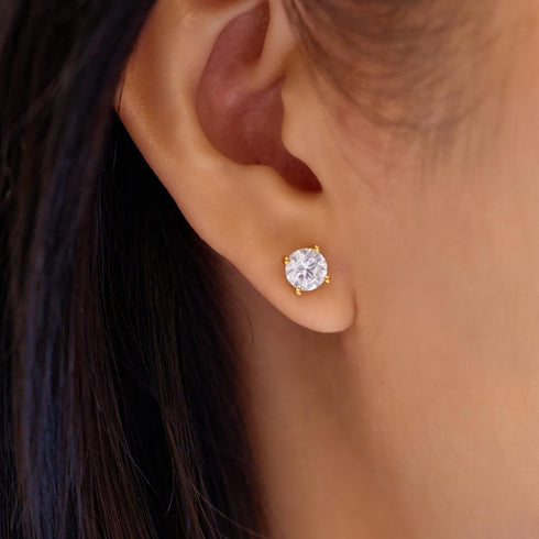 Gold Solitaire Stud Earrings | Ania Haie Australia