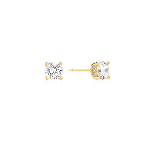 Gold Solitaire Stud Earrings | Ania Haie Australia
