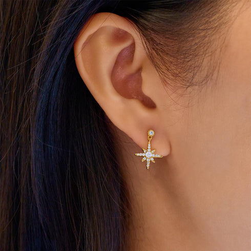 Gold Dangling Nova Star Stud Earrings | Ania Haie Australia