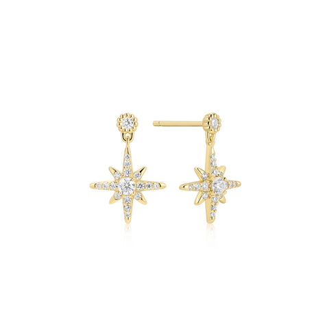 Gold Dangling Nova Star Stud Earrings | Ania Haie Australia