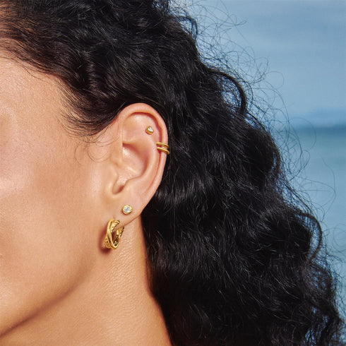 Gold Entwined Dual Huggie Hoop Earrings