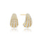 Gold Pave Shrimp Stud Hoop Earrings