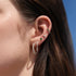 Silver Green Huggie Hoop Earrings