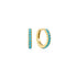 Gold Aqua Blue Row Huggie Hoop Earrings