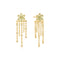Gold Floral Tassel Drop Stud Earrings