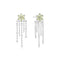 Silver Floral Tassel Drop Stud Earrings