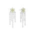 Silver Floral Tassel Drop Stud Earrings