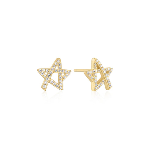 Gold Asymmetric Five-Point Star Stud Earrings