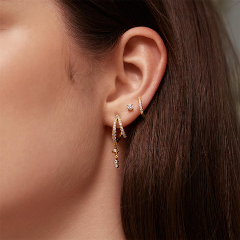 Gold Star Drop Stud Earrings
