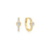 Gold Pave Row & Bezel-Set Huggie Hoop Earrings