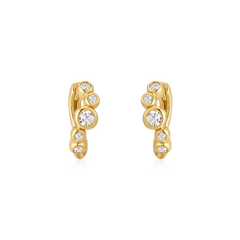 Gold Small Sparkling Tide Huggie Hoop Earrings