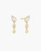 Gold Teardrop & Bezel Round Dangle Stud Earrings