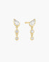 Gold Teardrop & Bezel Round Dangle Stud Earrings