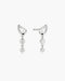 Silver Teardrop & Bezel Round Dangle Stud Earrings