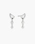 Silver Teardrop & Bezel Round Dangle Stud Earrings