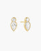 Gold Bezel Inverted Teardrop & Round Stud Earrings