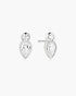 Silver Bezel Inverted Teardrop & Round Stud Earrings