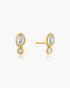 Gold Bezel Organic Pebble & Round Stud Earrings