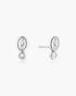 Silver Bezel Organic Pebble & Round Stud Earrings