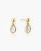 Gold Bezel Organic Pebble Dangle Stud Earrings