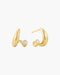 Gold Spiral Bezel-End Stud Hoop Earrings