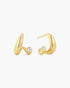 Gold Spiral Bezel-End Stud Hoop Earrings