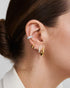 Gold Spiral Bezel-End Stud Hoop Earrings