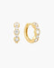 Gold Alternating Half-Bezel Huggie Hoop Earrings