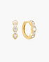 Gold Alternating Half-Bezel Huggie Hoop Earrings