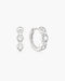 Silver Alternating Half-Bezel Huggie Hoop Earrings