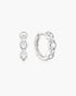 Silver Alternating Half-Bezel Huggie Hoop Earrings