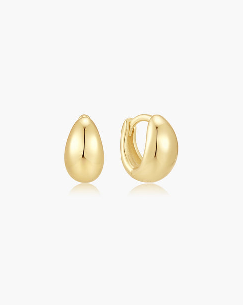 Gold Organic Dome Pebble Huggie Hoop Earrings