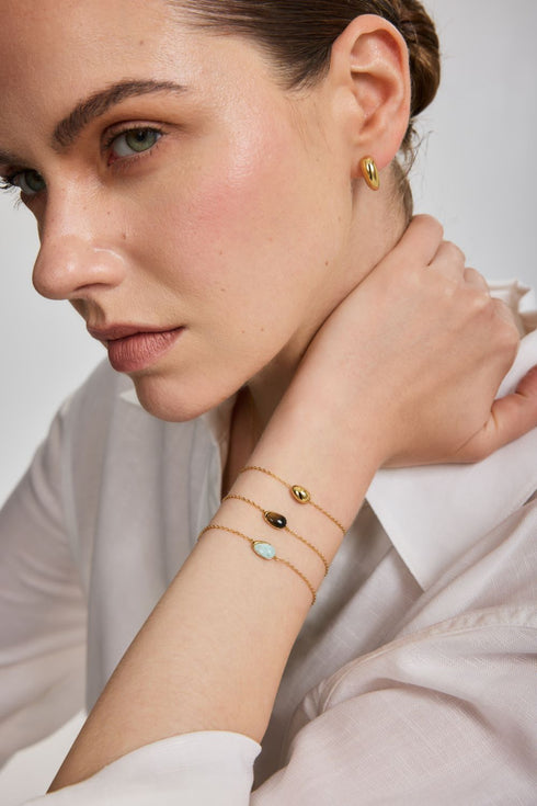 Gold Organic Dome Pebble Bracelet