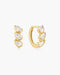 Gold Triple Half-Bezel Teardrop Huggie Hoop Earrings