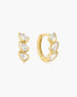 Gold Triple Half-Bezel Teardrop Huggie Hoop Earrings
