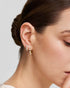 Gold Triple Half-Bezel Teardrop Huggie Hoop Earrings