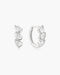 Silver Triple Half-Bezel Teardrop Huggie Hoop Earrings