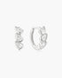 Silver Triple Half-Bezel Teardrop Huggie Hoop Earrings