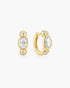Gold Bezel Organic Pebble & Round Huggie Hoop Earrings