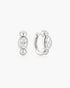 Silver Bezel Organic Pebble & Round Huggie Hoop Earrings